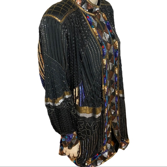Art Deco Sequin Caftan Kimono Coat - Picture 11 of 16